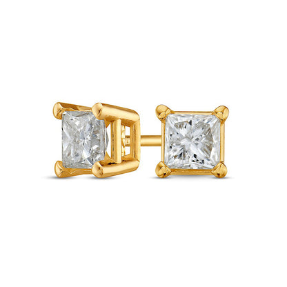 0.38 CT. T.W. Princess-Cut Diamond Solitaire Stud Earrings in 14K Gold (J/I1)