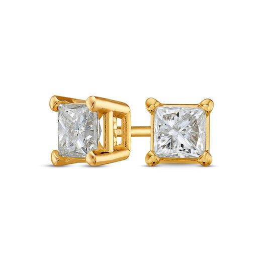 0.38 CT. T.W. Princess-Cut Diamond Solitaire Stud Earrings in 14K Gold (J/I1)