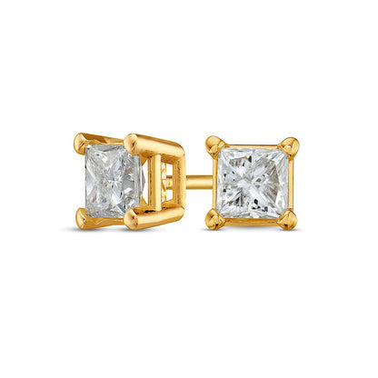 0.63 CT. T.W. Princess-Cut Diamond Solitaire Stud Earrings in 14K Gold (J/I1)