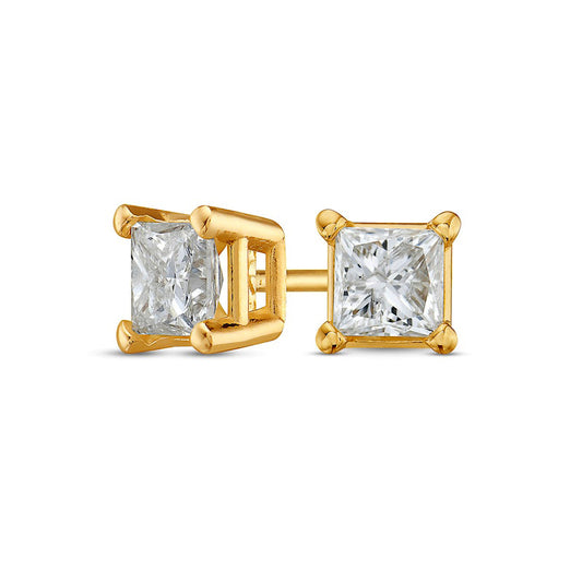 0.63 CT. T.W. Princess-Cut Diamond Solitaire Stud Earrings in 14K Gold (J/I1)