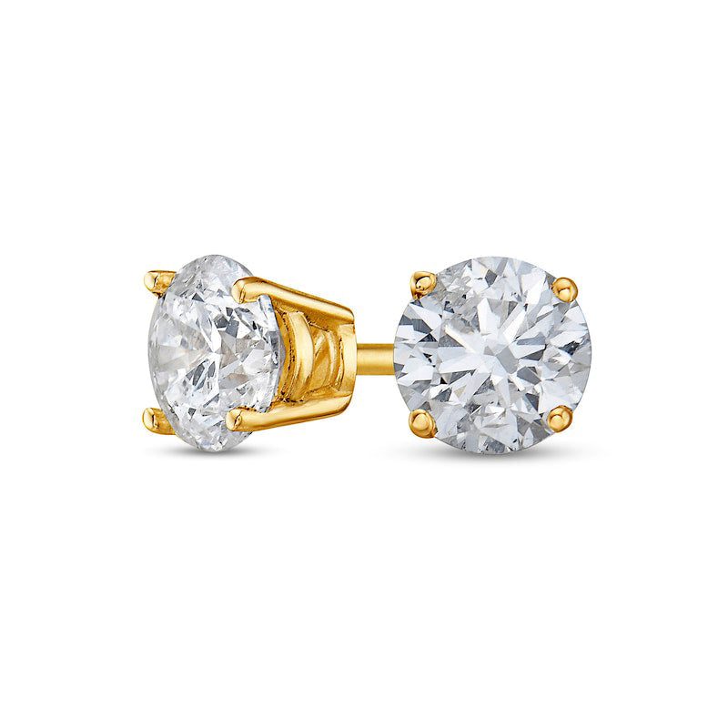 0.88 CT. T.W. Diamond Solitaire Stud Earrings in 14K Gold (J/I1)