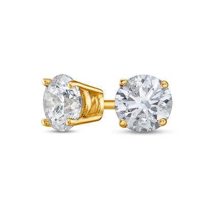 0.88 CT. T.W. Diamond Solitaire Stud Earrings in 14K Gold (J/I1)