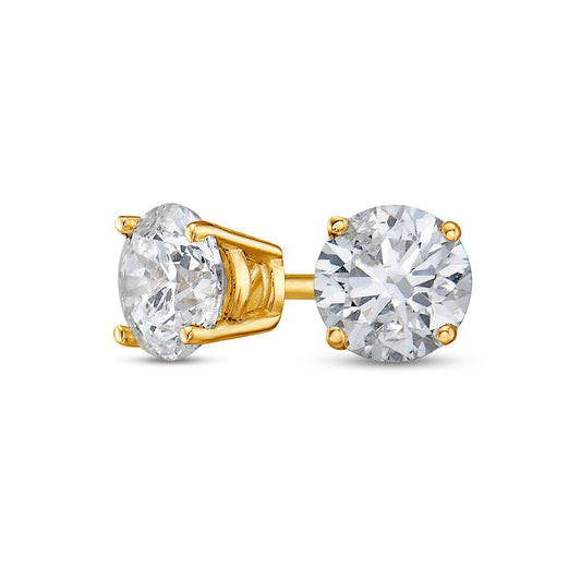 0.88 CT. T.W. Diamond Solitaire Stud Earrings in 14K Gold (J/I1)