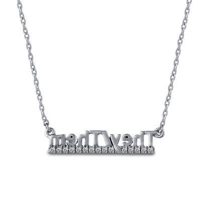0.1 CT. T.W. Natural Diamond Underlined They/Them" Necklace in Sterling Silver"