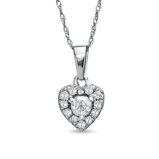 0.25 CT. T.W. Natural Diamond Heart Frame Pendant in 10K White Gold