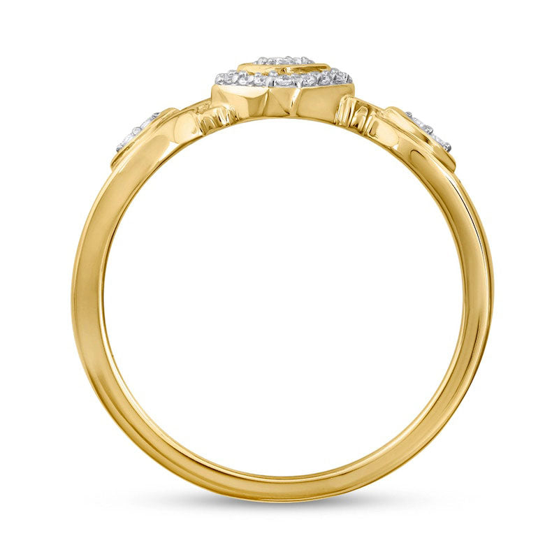 0.10 CT. T.W. Composite Natural Diamond Frame Twist Shank Promise Ring in Solid 10K Yellow Gold