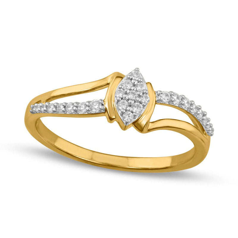 0.17 CT. T.W. Composite Marquise-Shaped Natural Diamond Split Shank Promise Ring in Solid 10K Yellow Gold
