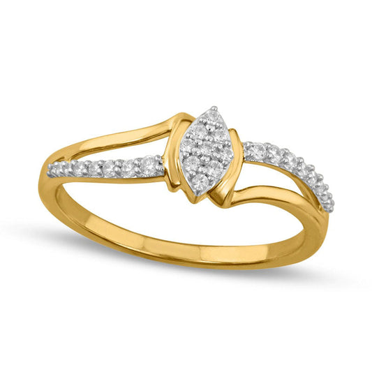 0.17 CT. T.W. Composite Marquise-Shaped Natural Diamond Split Shank Promise Ring in Solid 10K Yellow Gold
