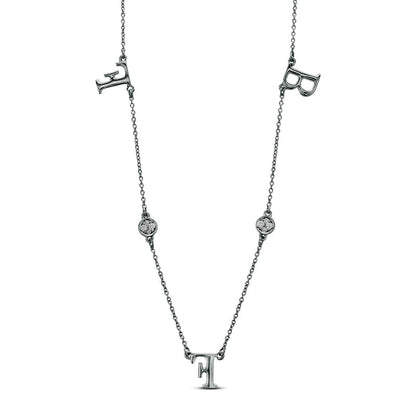 0.1 CT. T.W. Natural Diamond BFF" Station Necklace in Sterling Silver"