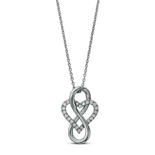 0.17 CT. T.W. Natural Diamond Heart in Infinity Loop Necklace in Sterling Silver