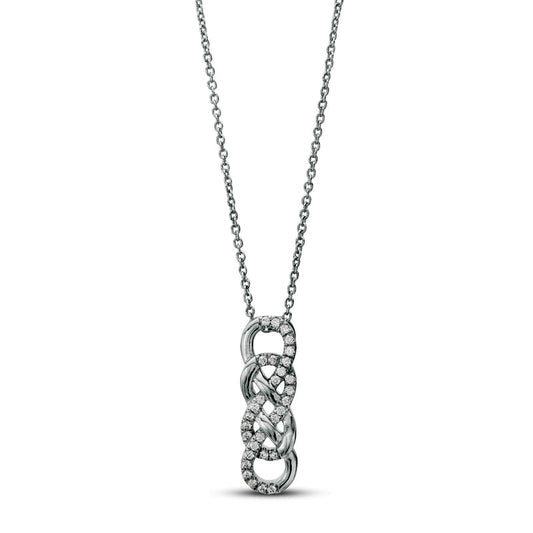 0.17 CT. T.W. Natural Diamond Double Infinity Knot Vertical Drop Pendant in Sterling Silver