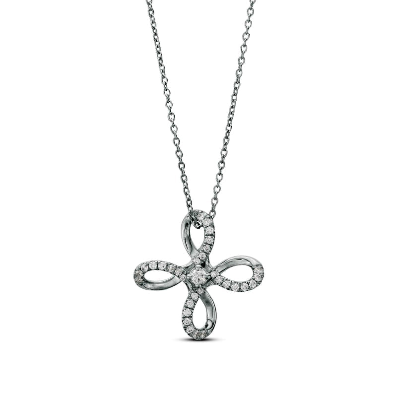 0.2 CT. T.W. Natural Diamond Loop Flower Pendant in Sterling Silver