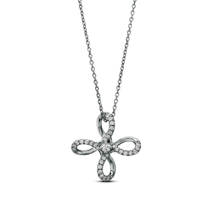 0.2 CT. T.W. Natural Diamond Loop Flower Pendant in Sterling Silver