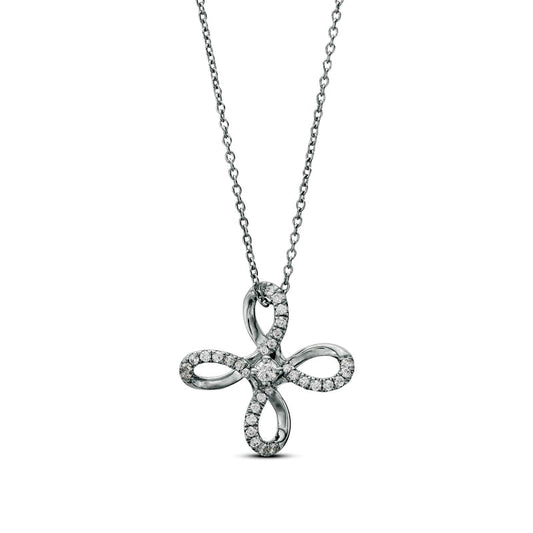 0.2 CT. T.W. Natural Diamond Loop Flower Pendant in Sterling Silver