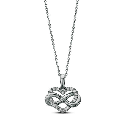 0.17 CT. T.W. Natural Diamond Heart in Infinity Loop Pendant in Sterling Silver