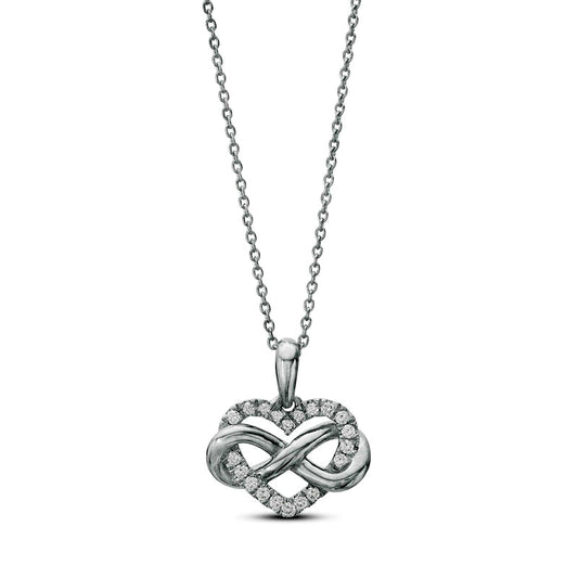 0.17 CT. T.W. Natural Diamond Heart in Infinity Loop Pendant in Sterling Silver