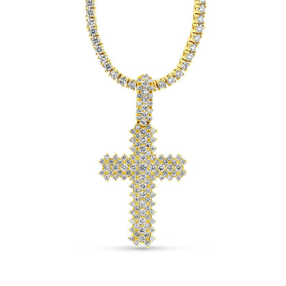 Men's 12-0.1 CT. T.W. Natural Diamond Triple Row Cross Pendant in 14K Gold û 24