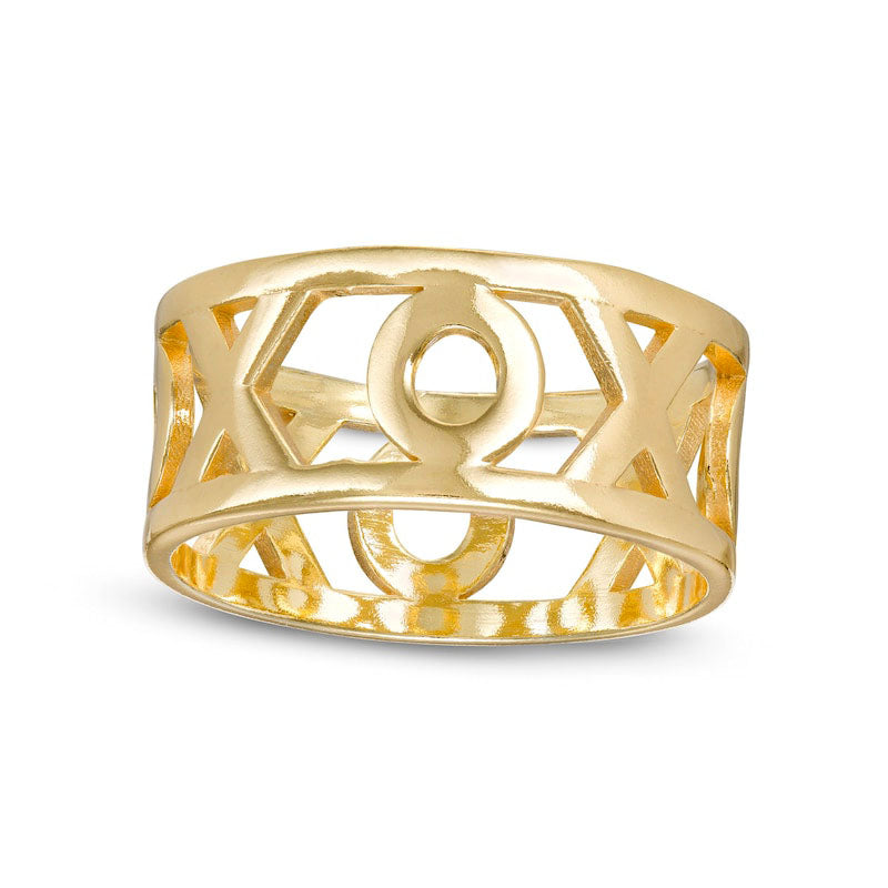 9.0mm XO" Hugs and Kisses Band in Solid 10K Yellow Gold - Size 7"