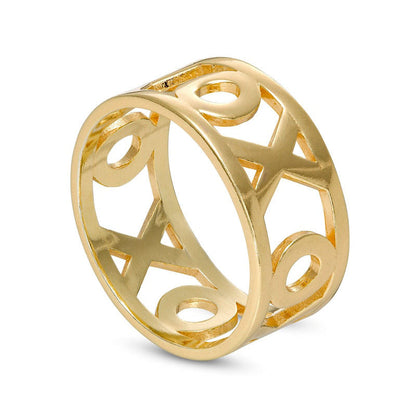 9.0mm XO" Hugs and Kisses Band in Solid 10K Yellow Gold - Size 7"