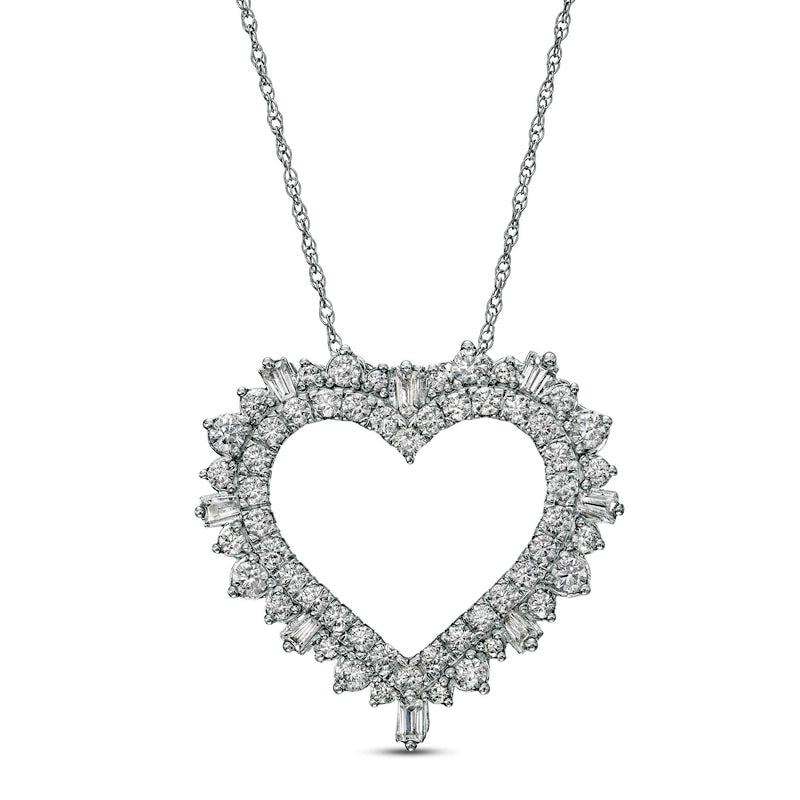 1 CT. T.W. Natural Diamond Shadow Heart Pendant in 10K White Gold