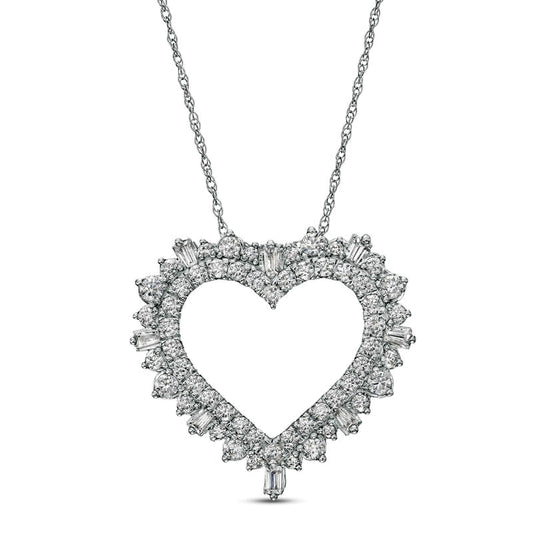 1 CT. T.W. Natural Diamond Shadow Heart Pendant in 10K White Gold