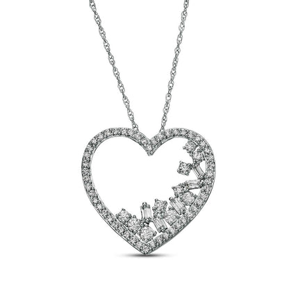 0.5 CT. T.W. Natural Diamond Scatter Heart Pendant in 10K White Gold