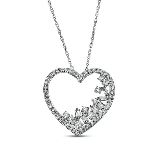0.5 CT. T.W. Natural Diamond Scatter Heart Pendant in 10K White Gold