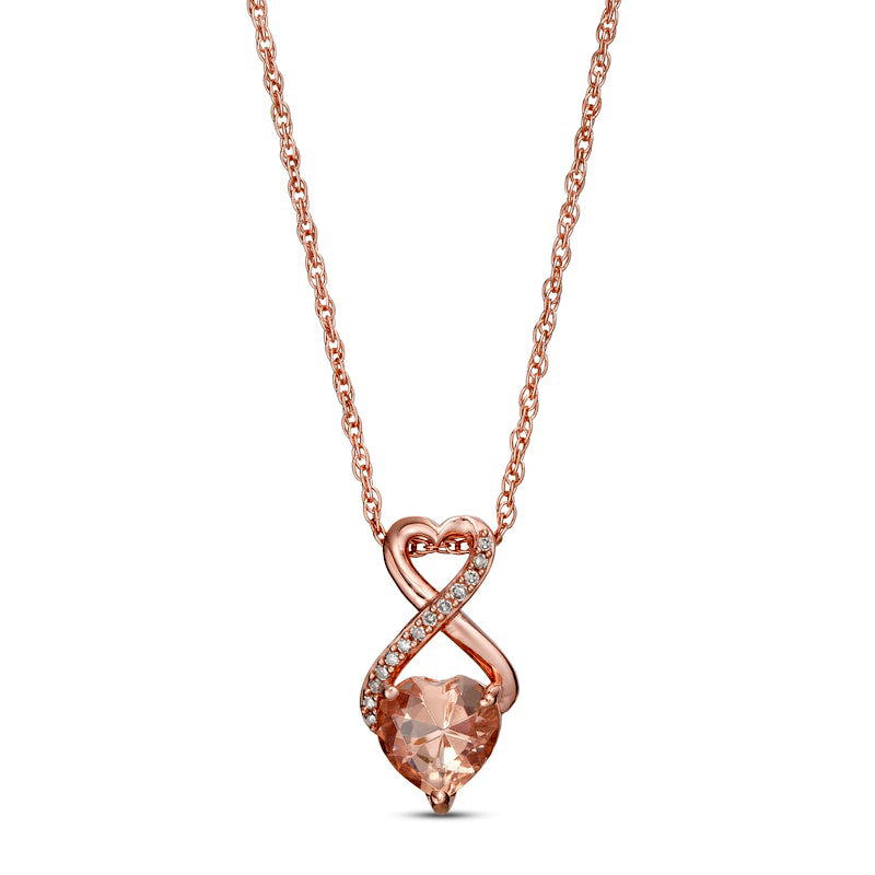 6.0mm Morganite and Natural Diamond Accent Heart-Shaped Infinity Pendant in 10K Rose Gold
