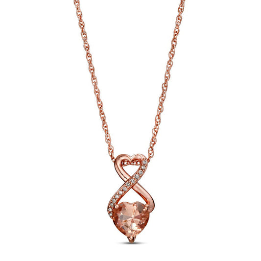 6.0mm Morganite and Natural Diamond Accent Heart-Shaped Infinity Pendant in 10K Rose Gold