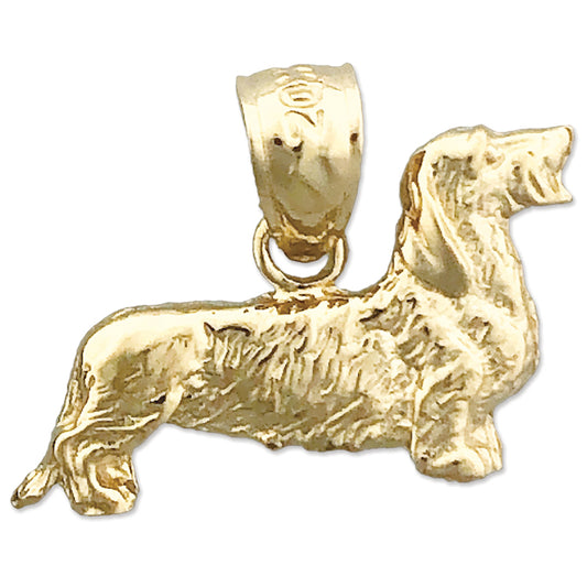 14K Gold 18MM Wire Haired Dachshund Charm