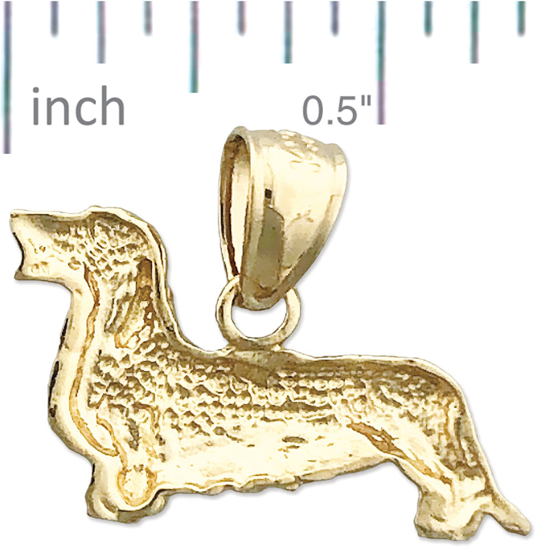 14K Gold 18MM Wire Haired Dachshund Charm