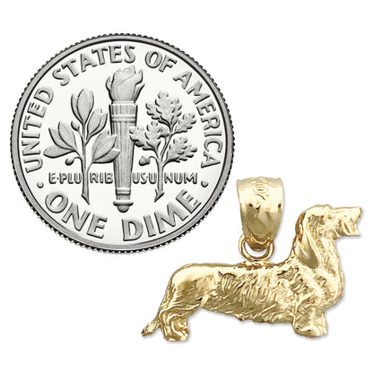 14K Gold 18MM Wire Haired Dachshund Charm