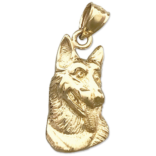 14K Gold German Shepherd Face Charm