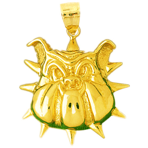 14K Gold Bulldog with Spike Collar Pendant