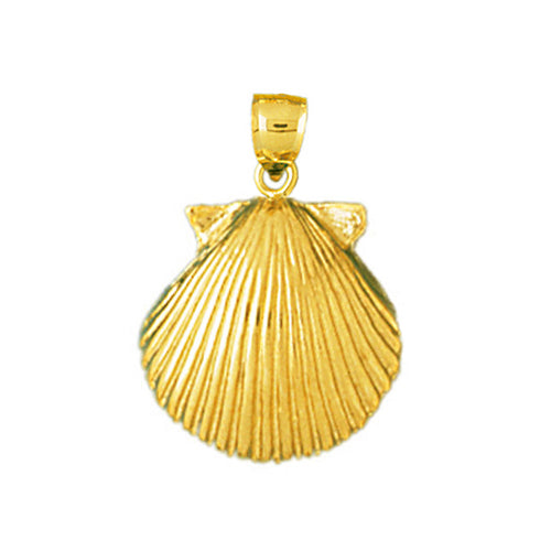 14K Gold 14MM Scallop Seashell Charm
