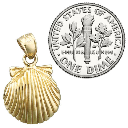 14K Gold 14MM Scallop Shell Mini Charm