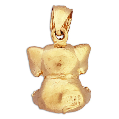 14K Gold 3D Elephant Calf Charm