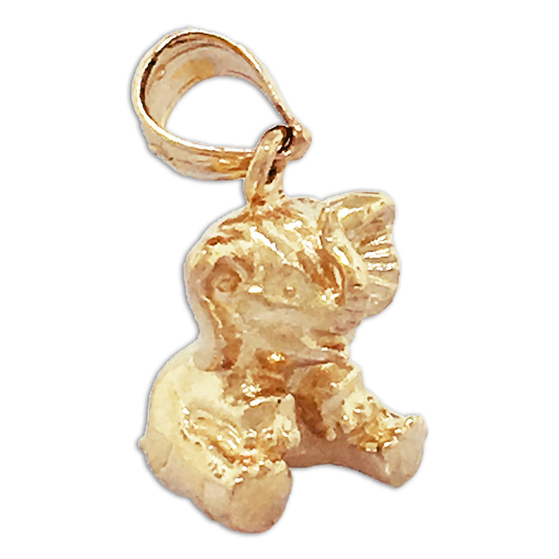 14K Gold 3D Elephant Calf Charm