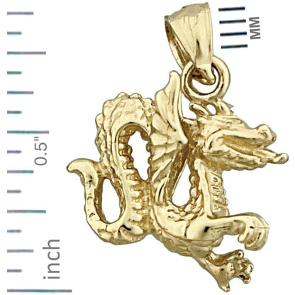 14K Gold 3-D Mythical Winged Dragon Charm