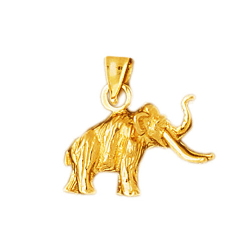 14K Gold 3D Elephant with Long Tusks Charm