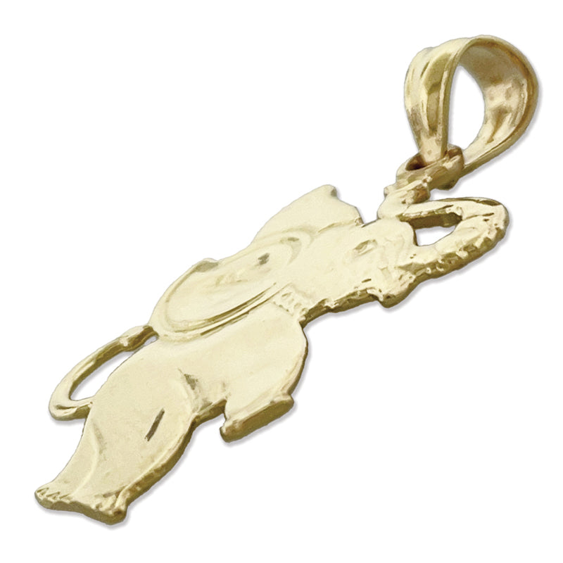 14K Gold 23MM Silhouette Elephant Pendant