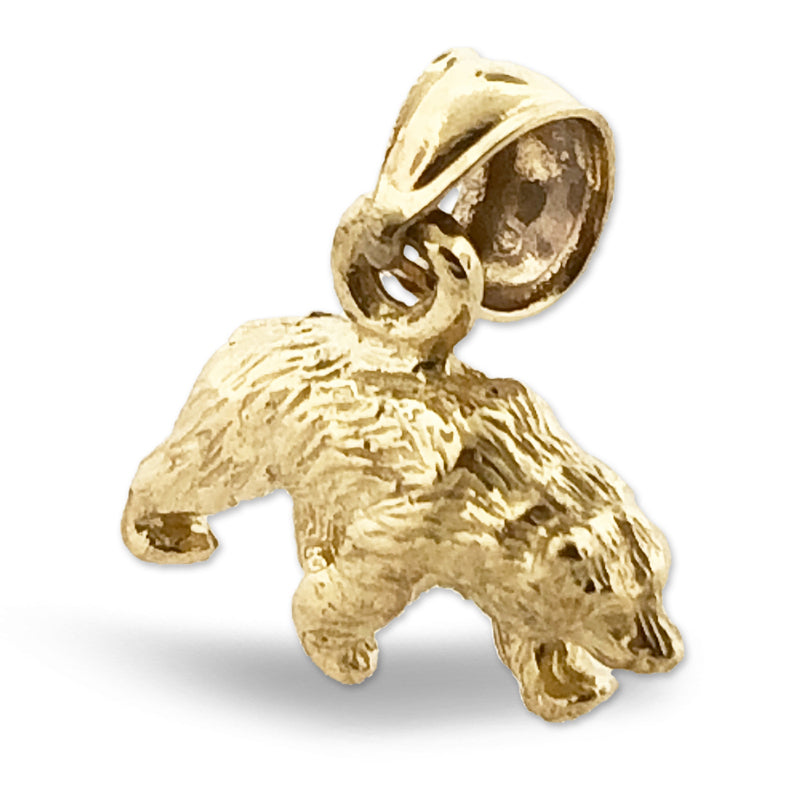 14K Gold 3D Grizzly Bear Charm