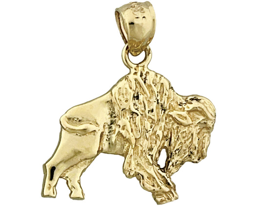 14K Gold Aggressive Bison Charm