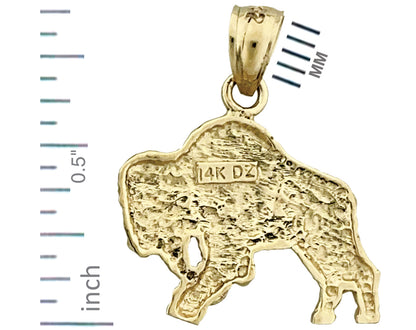 14K Gold Aggressive Bison Charm