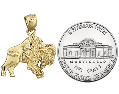 14K Gold Aggressive Bison Charm