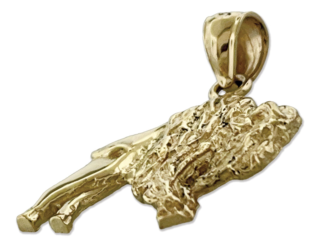 14K Gold Aggressive Bison Charm