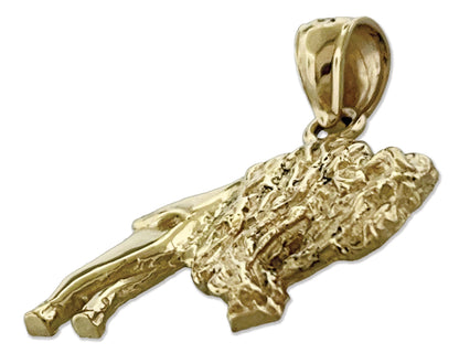14K Gold Aggressive Bison Charm