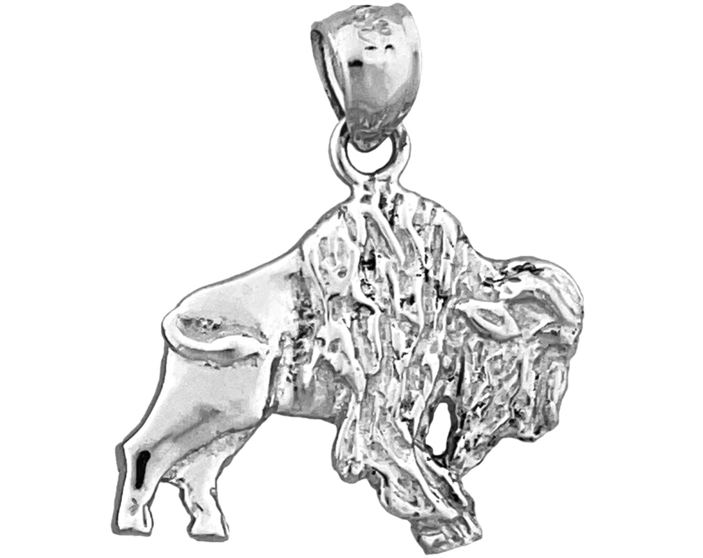 14K Gold Aggressive Bison Charm