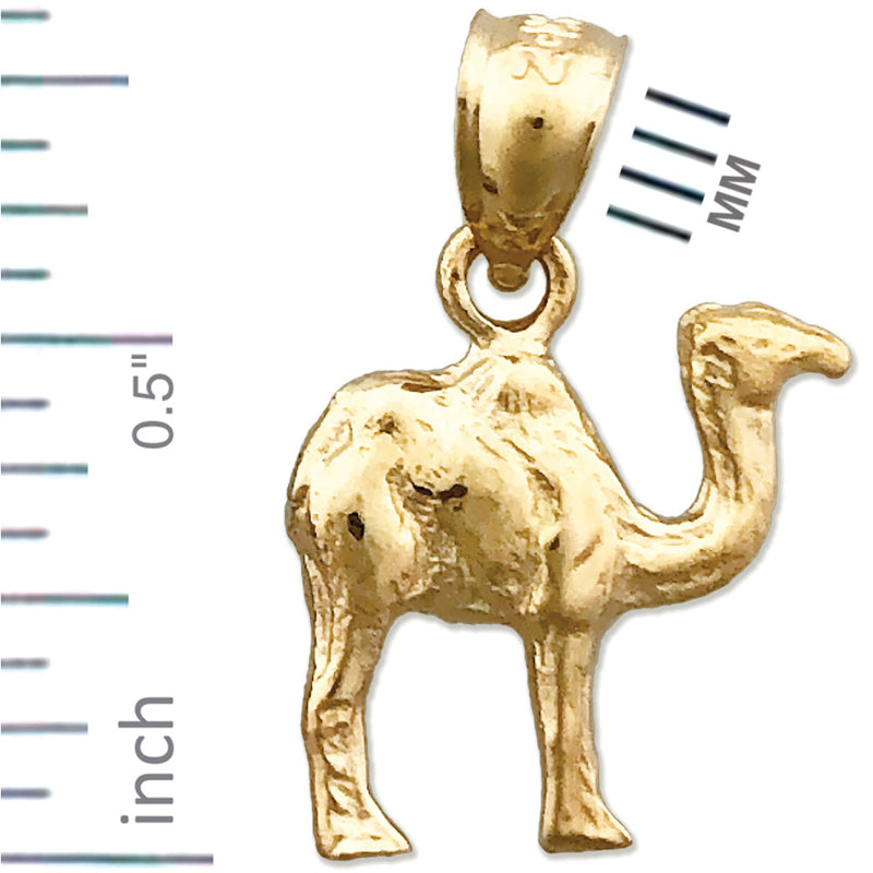 14K Gold 3D Camel Charm