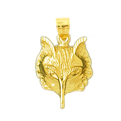 14K Gold Coyote Face Charm